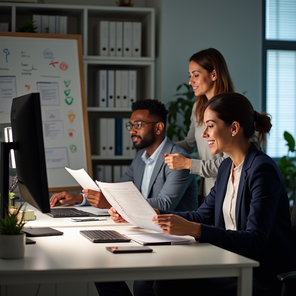 Echipă adoptând noile proceduri administrative